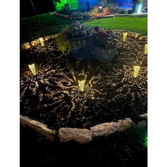 6 Pcs Solar Lights Outdoor Decorative Conical Garden Stakes for Patio - Picture 2 of 2